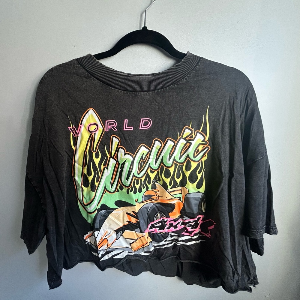 H&M Charcoal Tee with Pink Accents